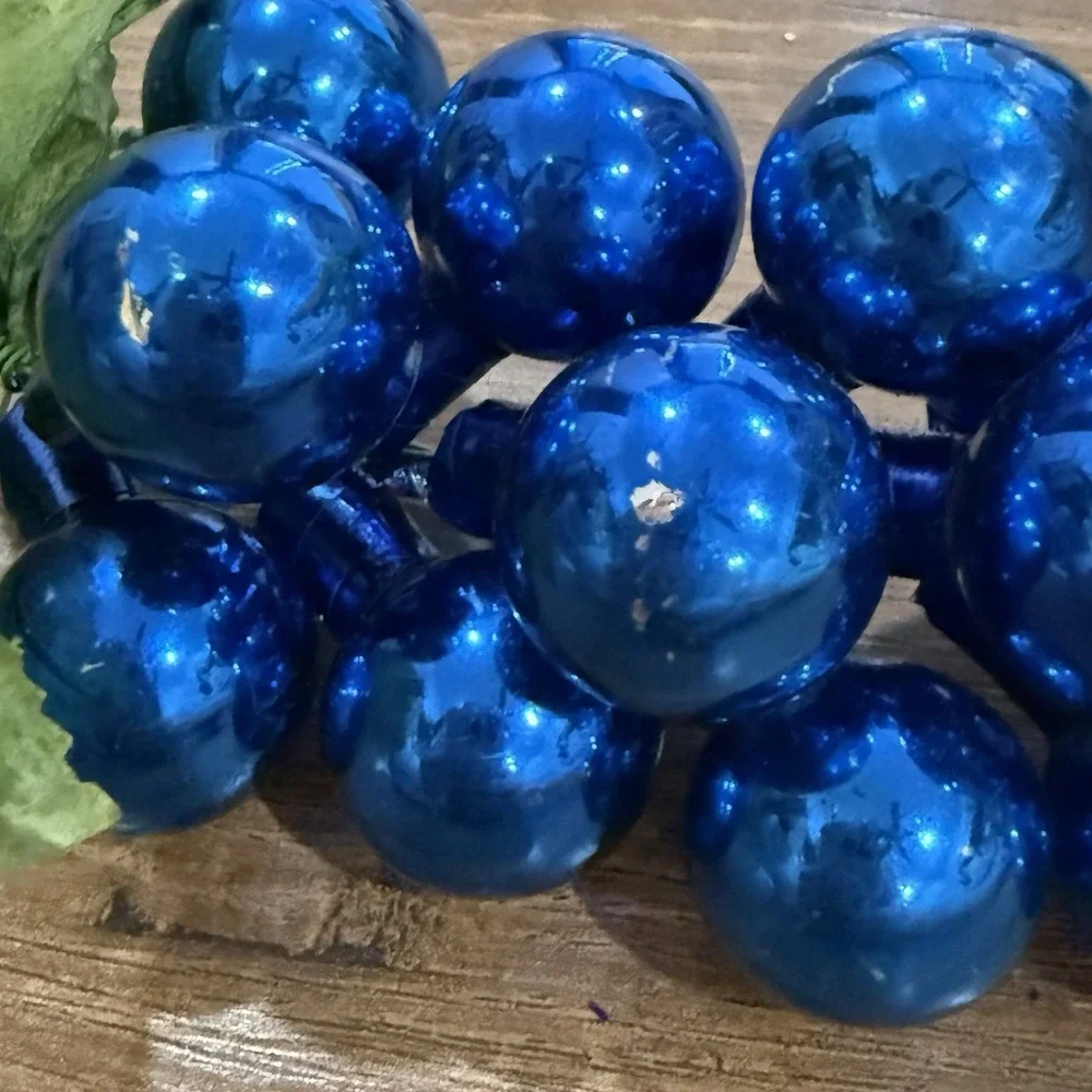 MCM Mercury Glass Grape Cluster Vtg Christmas  Ornament Decoration Blue